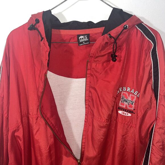 Vintage Starter Varsity Jacket Nebraska Windbreaker Track Athletic Red Men's 3X - Picture 2 of 9